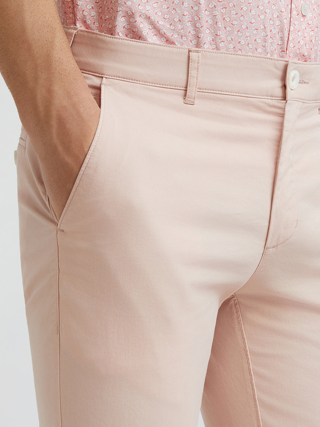 Colorplus Peach Solid Piece Dyed Nuvo Fit Cotton Blend Trouser