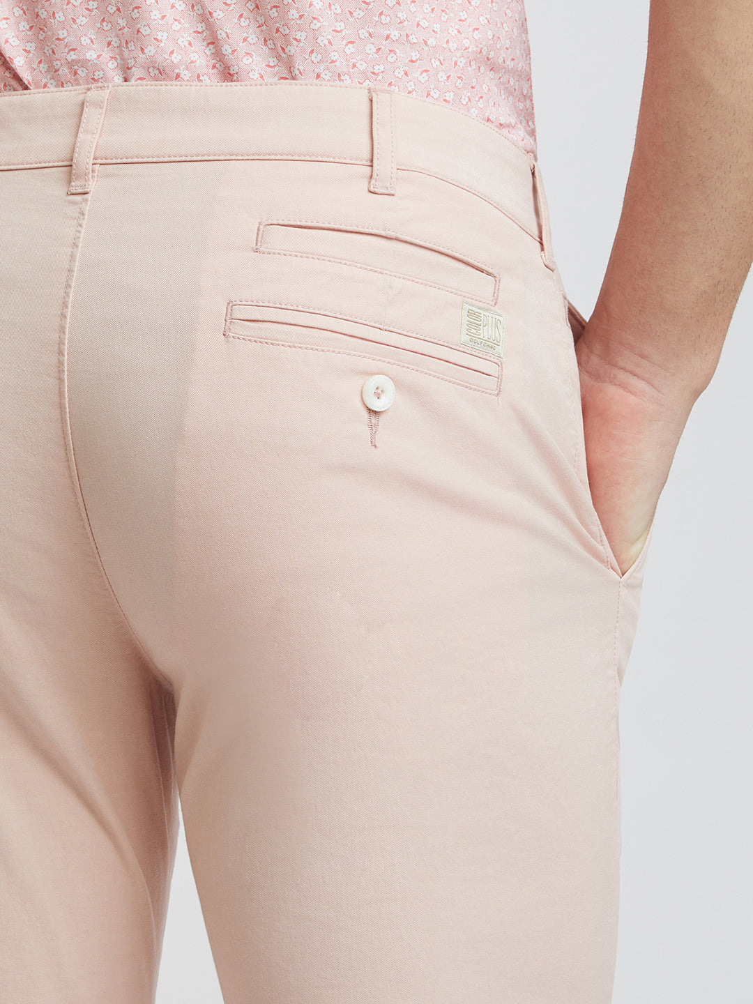 Colorplus Peach Solid Piece Dyed Nuvo Fit Cotton Blend Trouser