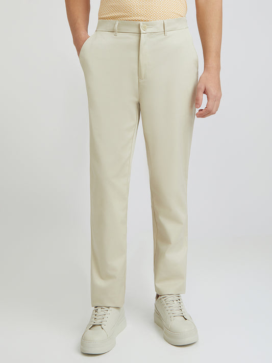 Colorplus Men Fawn Tailored Fit Piece Dyed Trouser