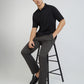 Men Grey Tailored Fit Solid Piece Dyed Cotton Trouser