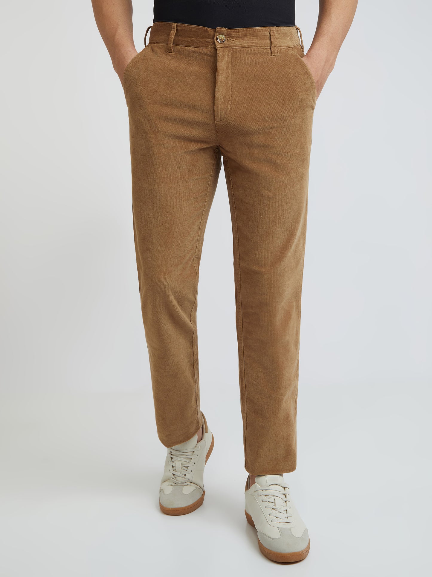 Colorplus Khaki Solid Piece Dyed Regular Fit Cotton Blend Trouser