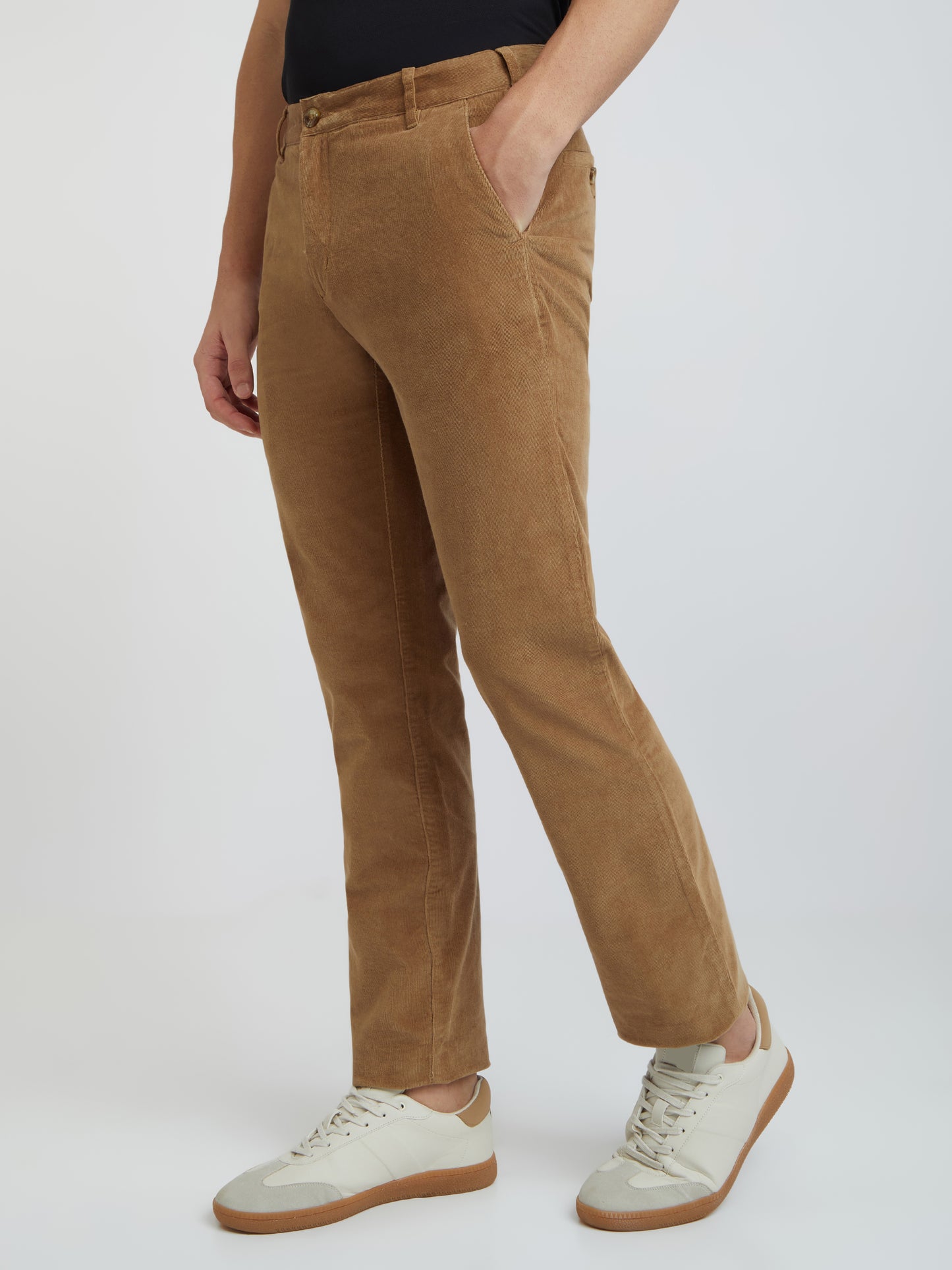 Colorplus Khaki Solid Piece Dyed Regular Fit Cotton Blend Trouser