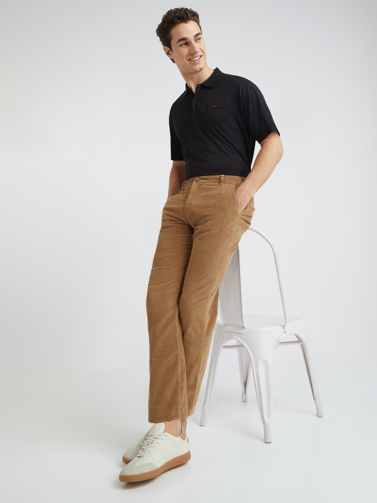 Colorplus Khaki Solid Piece Dyed Regular Fit Cotton Blend Trouser