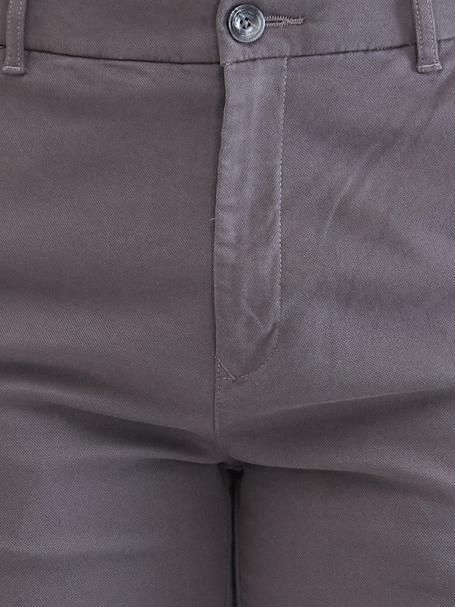 Colorplus Grey Solid Piece Dyed Regular Fit Cotton Blend Trouser