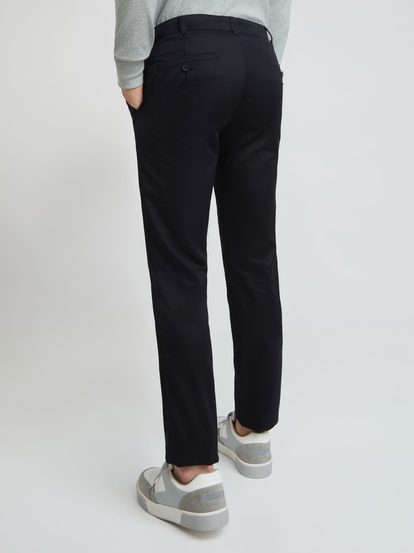 Colorplus Black Solid Regular Fit Cotton Trouser