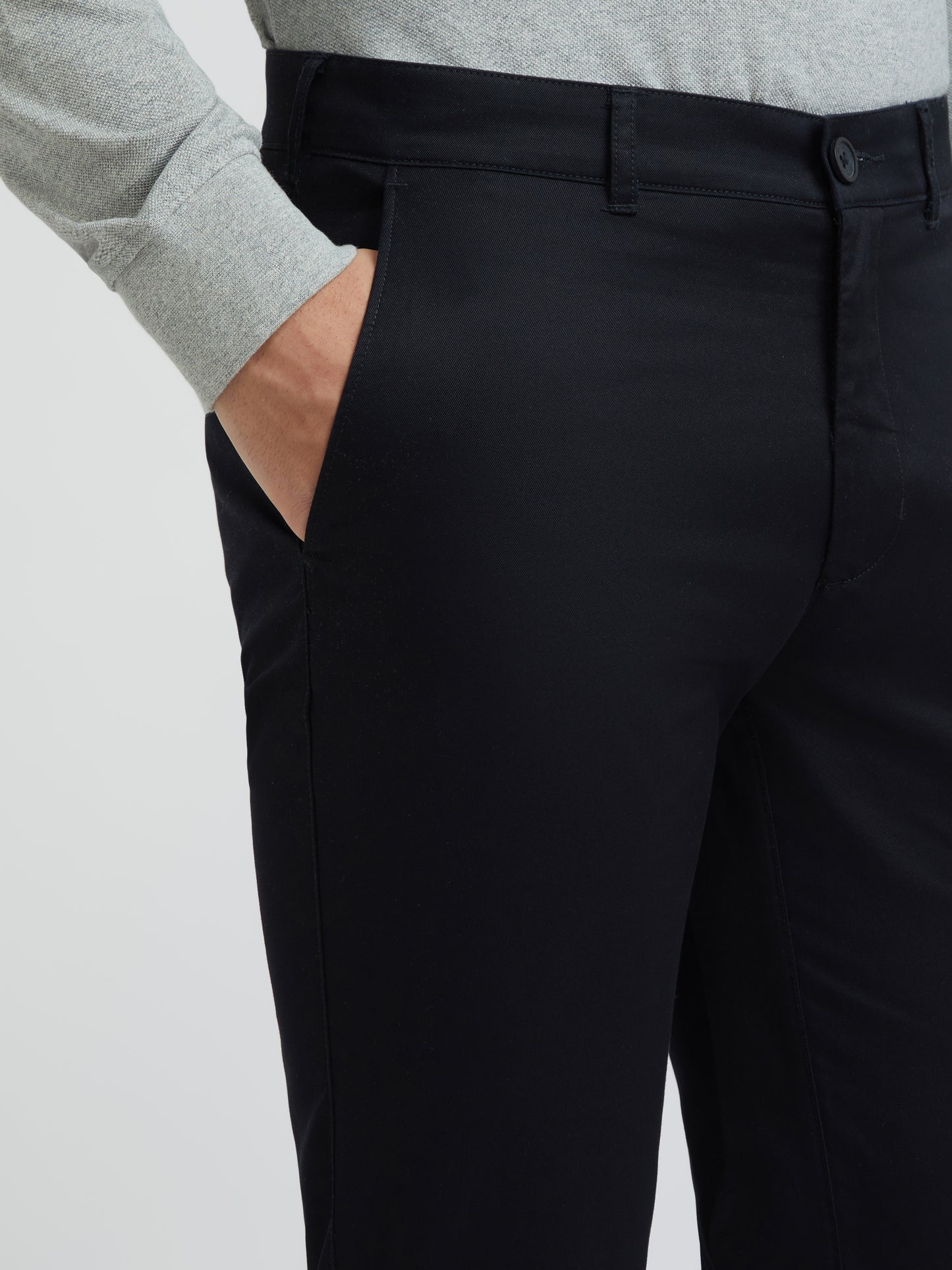 Colorplus Black Solid Regular Fit Cotton Trouser