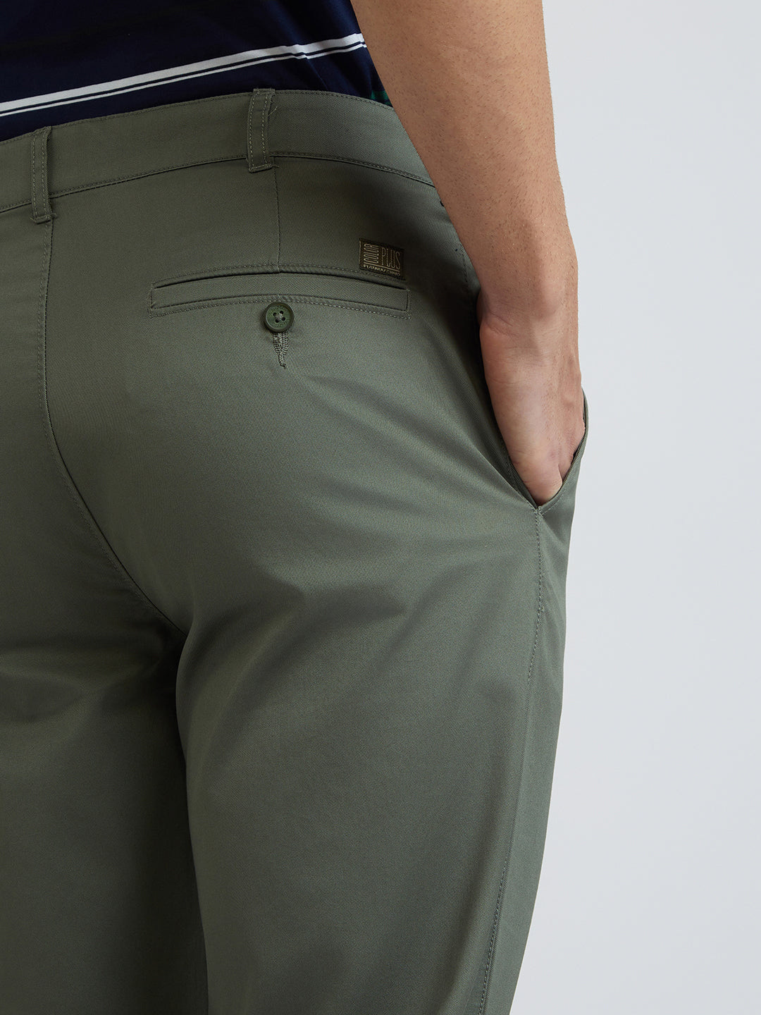 Colorplus Green Solid Regular Fit Cotton Trouser