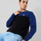 Colorplus Men Blue Solid Regular Fit Cotton Blend Sweatshirt