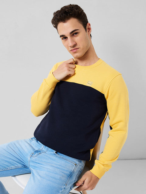 Colorplus Men Yellow Regular Fit Solid Sweatshirt