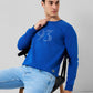 Colorplus Men Blue Solid Regular Fit Cotton Blend Sweatshirt