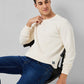 Colorplus Men White Solid Regular Fit Cotton Blend Sweatshirt