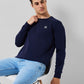 Colorplus Men Blue Solid Regular Fit Cotton Blend Sweatshirt