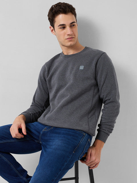Colorplus Men Grey Regular Fit Solid Sweatshirt