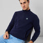 Colorplus Men Blue Solid Regular Fit Cotton Blend Sweatshirt