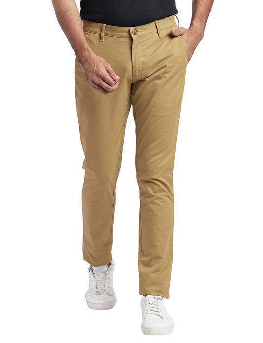 Colorplus Khaki Solid Nuvo Fit Cotton Blend Trouser