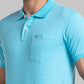 Park Avenue Men Blue Solid Regular Fit Half Sleeve Polo Neck T-Shirt