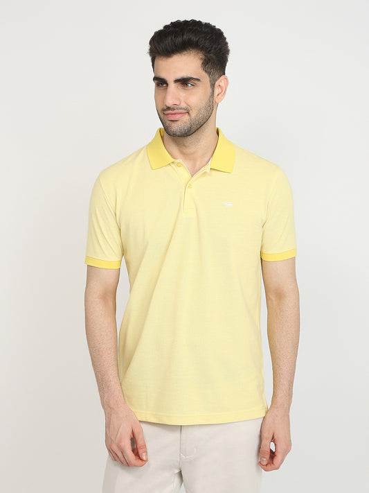 Park Avenue Men Yellow Two Tone Slim Fit Cotton Blend T-Shirt