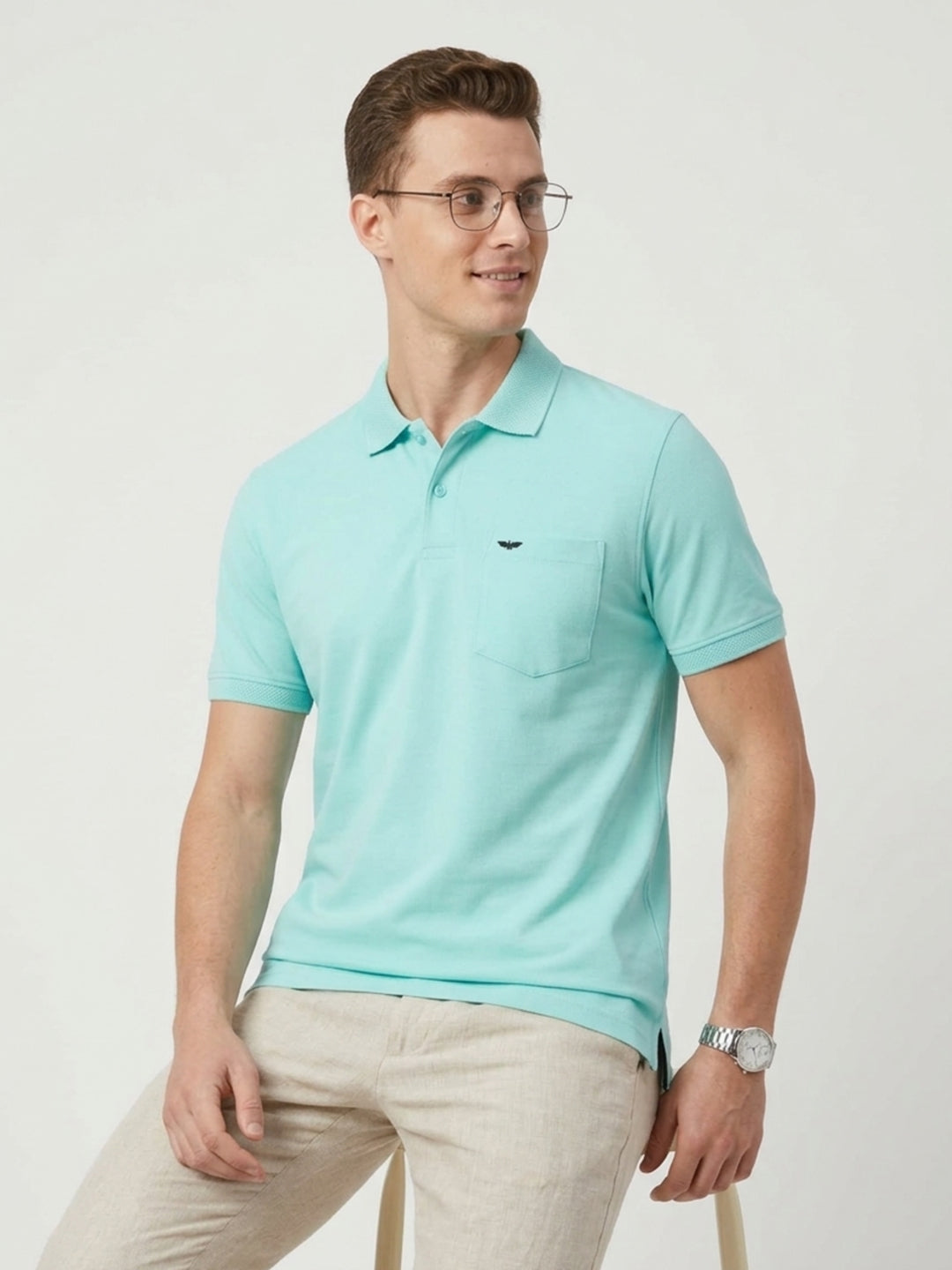 Park Avenue Men Green Slim Fit Solid T-Shirt