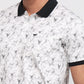 Park Avenue Men Grey Slim Fit Print Polo Neck Collar T-shirt