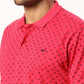 Park Avenue Men Red Printed Slim Fit Half Sleeve Polo Neck T-Shirt