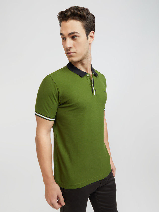 Men Slim Fit Blue Polo