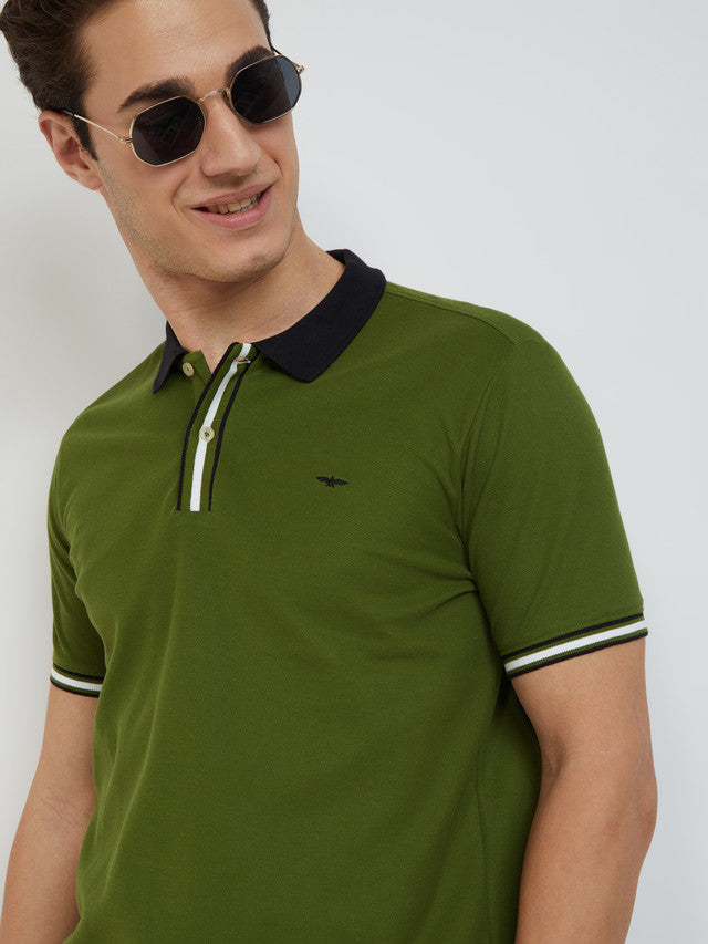 Men Slim Fit Blue Polo