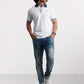 Men White Slim Fit Solid Cotton Polyester Blend Round Neck Collar Polo T-Shirt