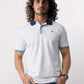 Men White Slim Fit Solid Cotton Polyester Blend Round Neck Collar Polo T-Shirt