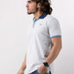 Men White Slim Fit Solid Cotton Polyester Blend Round Neck Collar Polo T-Shirt