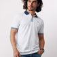 Men White Slim Fit Solid Cotton Polyester Blend Round Neck Collar Polo T-Shirt