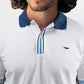 Men White Slim Fit Solid Cotton Polyester Blend Round Neck Collar Polo T-Shirt