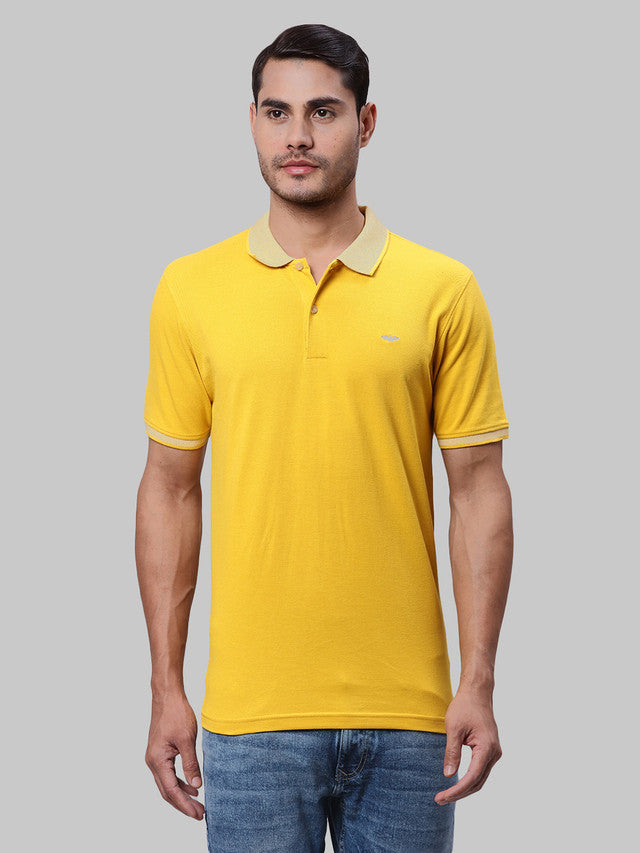 Park Avenue Men Yellow Solid Slim Fit Cotton Blend T-Shirt – MyRaymond