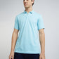 Men Blue Slim Fit Solid Cotton Polyester Blend Round Neck Collar Polo T-Shirt