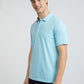 Men Blue Slim Fit Solid Cotton Polyester Blend Round Neck Collar Polo T-Shirt