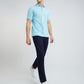 Men Blue Slim Fit Solid Cotton Polyester Blend Round Neck Collar Polo T-Shirt