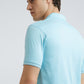 Men Blue Slim Fit Solid Cotton Polyester Blend Round Neck Collar Polo T-Shirt