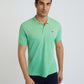 Men Petrol Slim Fit Two Tone Cotton Polyester Blend Round Neck Collar Polo T-Shirt