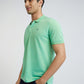 Men Petrol Slim Fit Two Tone Cotton Polyester Blend Round Neck Collar Polo T-Shirt