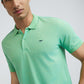 Men Petrol Slim Fit Two Tone Cotton Polyester Blend Round Neck Collar Polo T-Shirt