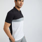 Park Avenue Men Black Cut & Sew Slim Fit Cotton Blend T-Shirt