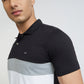 Park Avenue Men Black Cut & Sew Slim Fit Cotton Blend T-Shirt