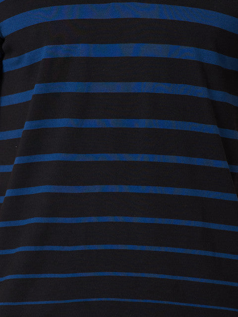 Park Avenue Men Black Stripe Slim Fit Cotton Blend T-Shirt