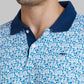 Park Avenue Men Blue Printed Slim Fit Half Sleeve Polo Neck T-Shirt