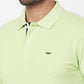 Park Avenue Men Green Solid Slim Fit Half Sleeve Polo Neck T-Shirt