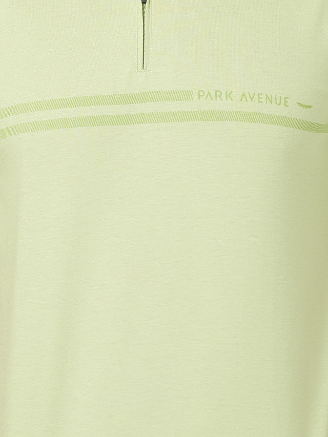 Park Avenue Green Printed Slim Fit Cotton Blend T-Shirt