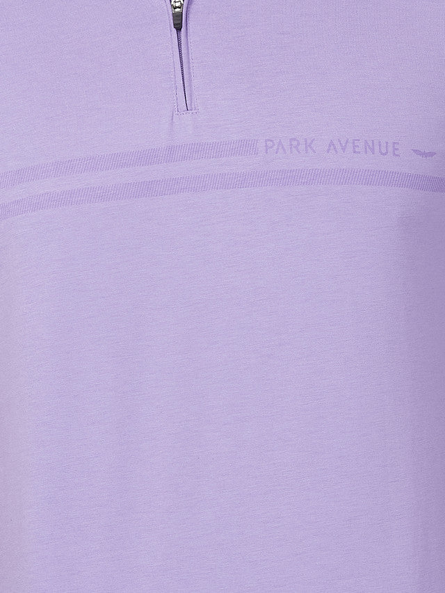 Park Avenue Purple Printed Slim Fit Cotton Blend T-Shirt