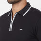 Park Avenue Black Solid Slim Fit Cotton Blend T-Shirt