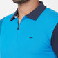 Park Avenue Men Blue Solid Slim Fit Half Sleeve Polo Neck T-Shirt