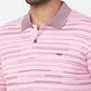 Park Avenue Men Red Slim Fit Stripe T-Shirt