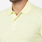 Park Avenue Men Yellow Striped Slim Fit Half Sleeve Polo Neck T-Shirt